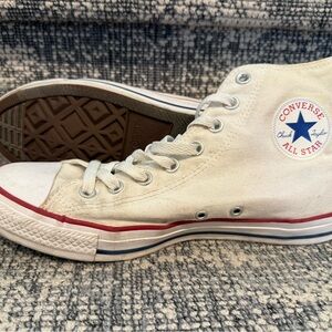 Converse Cream High-Tops with Red and Blue Accents-9